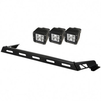 barre de fixation longue portee sur capot, 3 Cube LEDs, 07-17 Wrangler