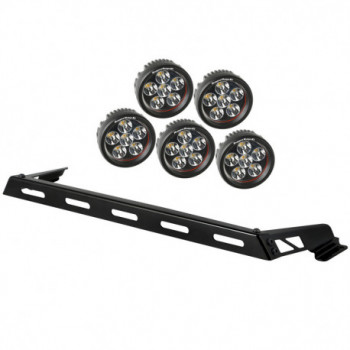 barre de fixation longue portee sur capot, 5 Round LEDs, 07-17 Wrangler