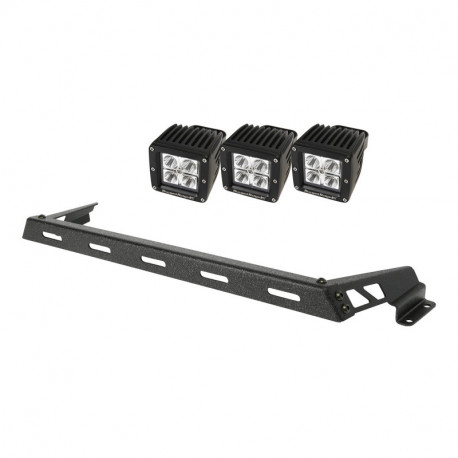 barre de fixation noire de led sur capot, 3 Sq. LED, 07-17 JK