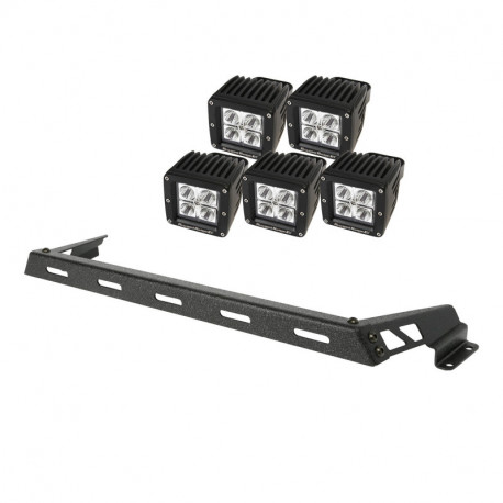 barre de fixation noire de led sur capot, 5 Sq. LED, 07-17 JK