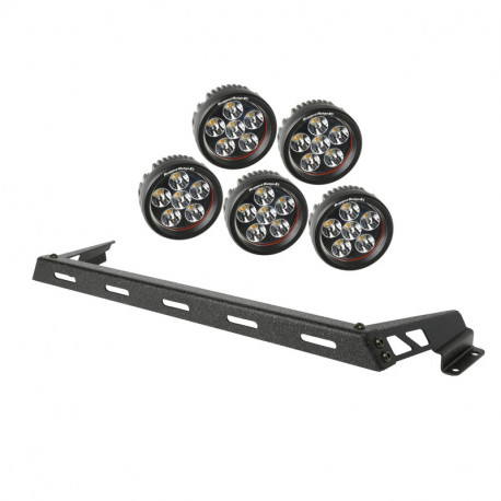 barre de fixation noire de led sur capot, 5 Rnd LED, 07-17 JK