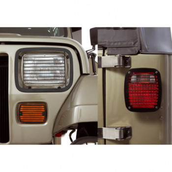 grille protection de feux noire kit, 87-95 Jeep Wrangler YJ