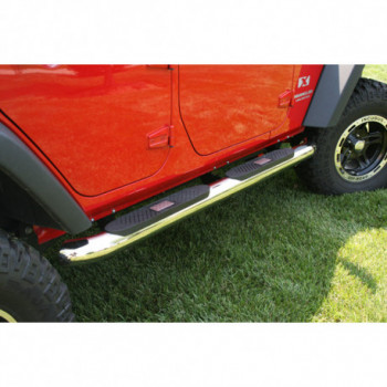 marche pied INOX ovale 100mm, 07-18 Jeep Wrangler JK-U (4 portes)