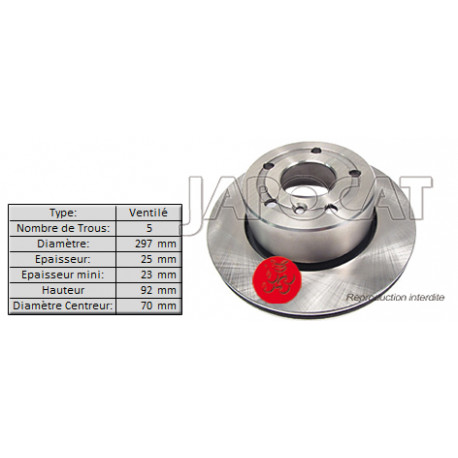 DISQUE de FREIN Avant (L'unité) 98-04 LAND ROVER DISCOVERY