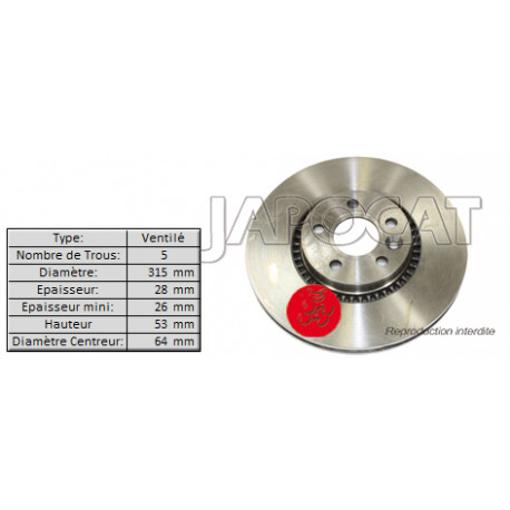 DISQUE de FREIN Avant (L'unité) LAND ROVER FREELANDER 2006-2014