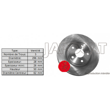 DISQUE de FREIN Avant (L'unité) TOYOTA RAV4