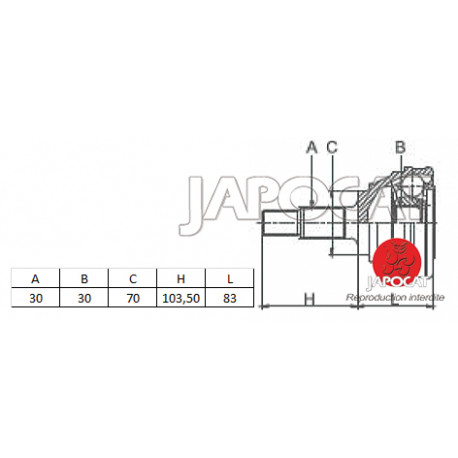 JOINT HOMOCINETIQUE / TETE de CARDAN TOYOTA KDJ GRJ 02-15 & FJ CRUISER (cote roue)