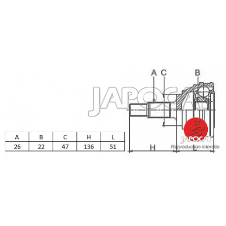 JOINT HOMOCINETIQUE / TETE de CARDAN SUZUKI SJ413 SAMOURAI