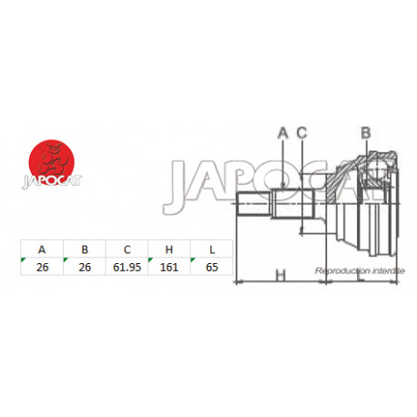 JOINT HOMOCINETIQUE / TETE de CARDAN 87-98 DAIHATSU ROCKY