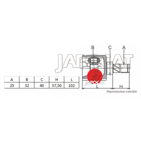 JOINT HOMOCINETIQUE / TETE de CARDAN 98-06 LAND ROVER FREELANDER