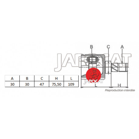 JOINT HOMOCINETIQUE / TETE de CARDAN TOYOTA KDJ - GRJ 02-09 & FJ CRUISER