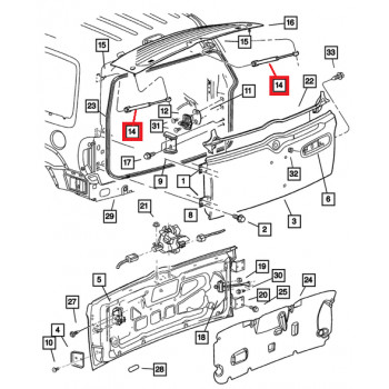verin de glace de hayon arriere, 02-07 Jeep Cherokee KJ