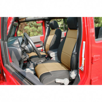 housse de siege avant neoprene noire & marron, 11-18 Jeep Wrangler JK