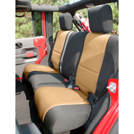 housse de siege arriere neoprene noir/marron, 07-17 Wrangler Unl JK