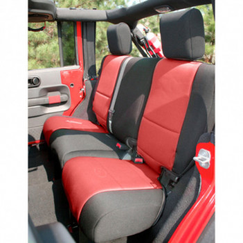 housse de siege arriere neoprene noire/rouge, 07-17 Wrangler Unlimited JK