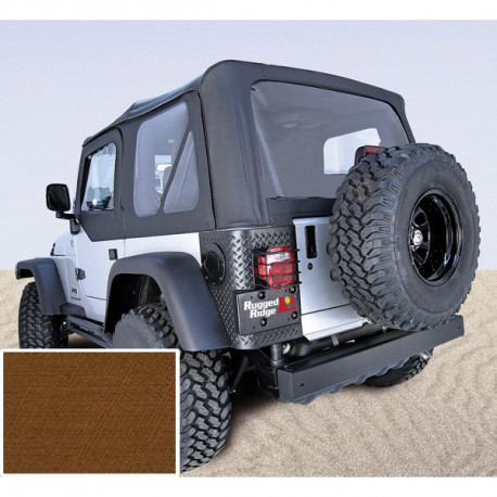 capote remplacement marron tan a/vitres claires a/fenetres, 97-02 Jeep Wrangler TJ