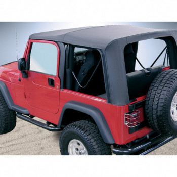 capote remplacement noire a/vitres claires s/fenetres, 03-06 Jeep Wrangler TJ